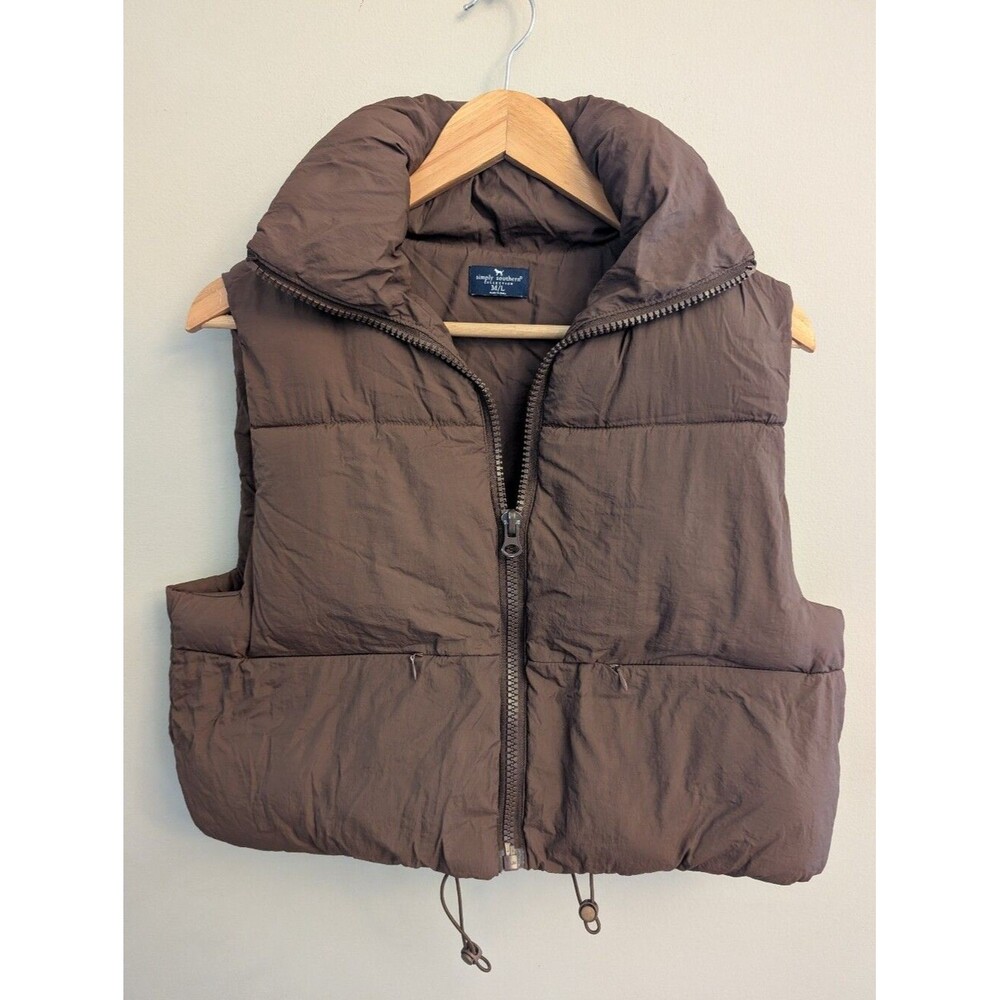 Simply Southern Mocha Crop Puffer Vest Size M/L